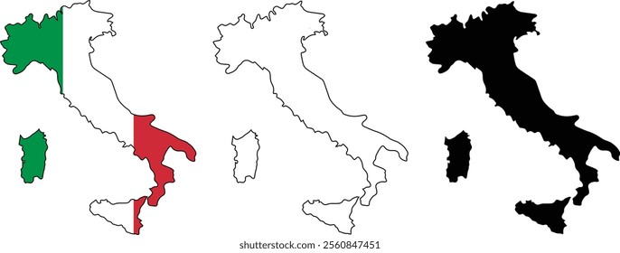 Italy country map flag vector stock