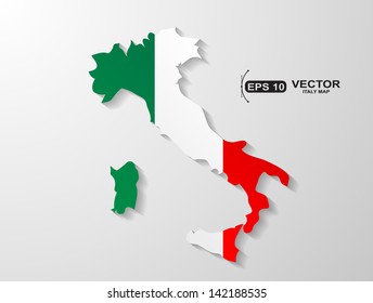 Italy country map with shadow effect.