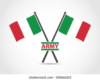 Italy Crossed Flag Emblem Army