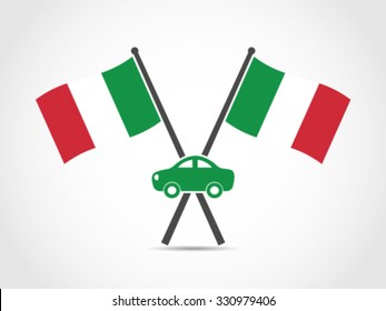 Italy Crossed Flag Emblem Automotive Industry