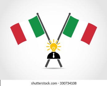 Italy Crossed Flag Emblem Bright Politician Agenda