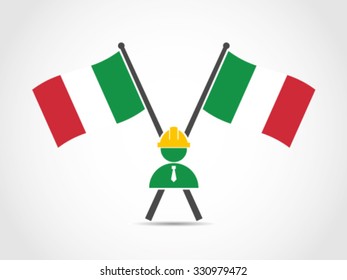 Italy Crossed Flag Emblem Builder