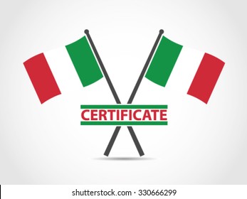 Italy Crossed Flag Emblem Certificate