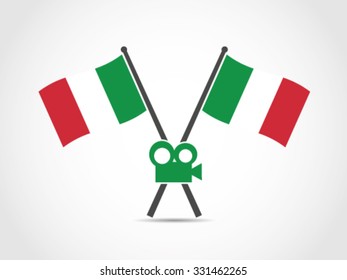 Italy Crossed Flag Emblem Cinema