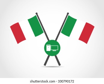 Italy Crossed Flag Emblem Computer