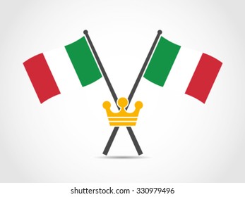Italy Crossed Flag Emblem Crown