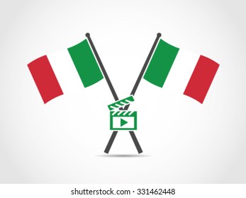 Italy Crossed Flag Emblem Film Industry