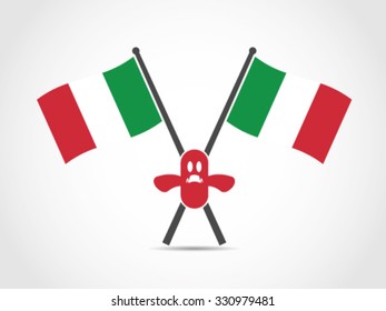 Italy Crossed Flag Emblem Halloween