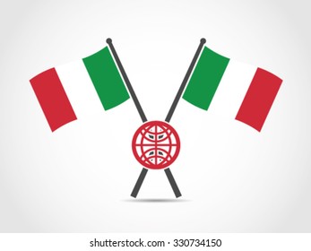 Italy Crossed Flag Emblem International Network