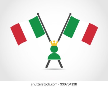 Italy Crossed Flag Emblem King
