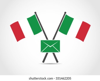 Italy Crossed Flag Emblem Letter