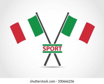 Italy Crossed Flag Emblem Sport