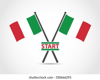 Italy Crossed Flag Emblem Start Line