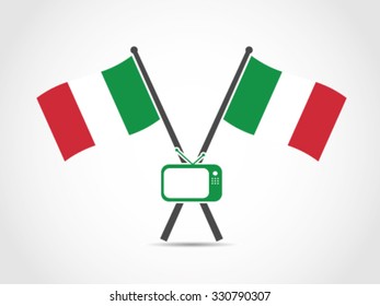 Italy Crossed Flag Emblem Television