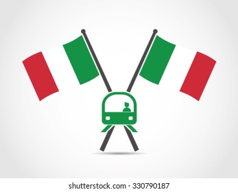 Italy Crossed Flag Emblem Train