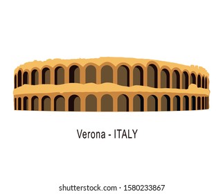 Italy culture concept represented by arena di verona icon. Isolated and flat illustration. Building view of Verona is a city in northern Italy’s Veneto region. Amfiteatr