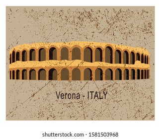 Italy culture concept represented by arena di verona icon. Isolated and flat illustration. Building view of Verona is a city in northern Italy’s Veneto region. Amfiteatr