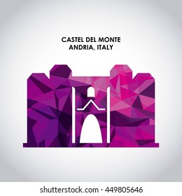 Italy culture concept represented by castel del monte icon. Colorfull and Polygonal illustration. 