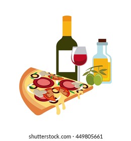 Italy culture concept represented by traditional food and wine icon. Colorfull and flat illustration. 