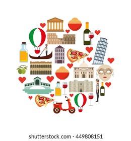 Italy culture concept represented by icon set. Isolated and flat illustration. 