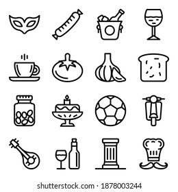 
Italy Culture Icons in Solid Style Set 