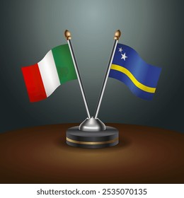 Itália e Curaçao sinalizam a relação com o plano de fundo gradiente. Ilustração de vetor