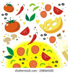 italy delicious pizza print design