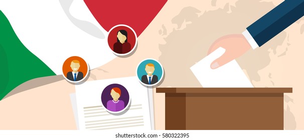 Italy democracy political process selecting president or parliament member with election and referendum freedom to vote vector