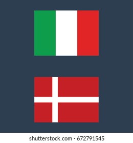 Italy and Denmark flags vector illustration sign symbol