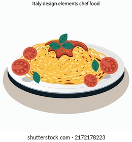 Skizze von italienischen Design-Elementen Chefkoch-Symbole