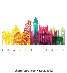 Italy detailed skyline. Vector illustration. Travel and tourism background