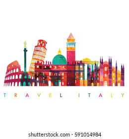 Italy detailed skyline. Vector illustration. Travel and tourism background