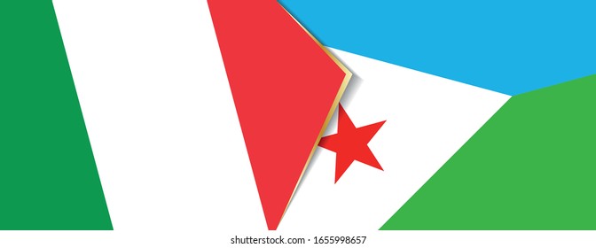 Italy and Djibouti flags, two vector flags symbol of relationship or confrontation.
