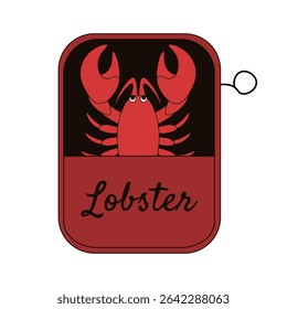 Italy. Dolce vita. Vector illustration of lobster in metal can. Lobster preserves isolated transparent background. Perfect for market gourmet poster cover template design. EPS 10