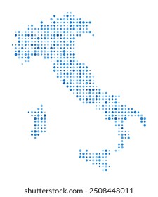 Mapa de puntos de Italia. Forma de estilo digital de Country. Imagen de Vector de Italia. Country forma puntos circulares azules. Ilustración vectorial creativa.