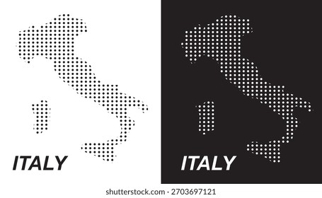 Mapa punteado de Italia, estilo de medio tono Contorno digital moderno de Vector de la península italiana EPS