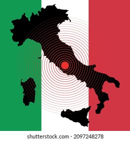 italy earthquake infographic symbol italian seismic activity tremor waves contry flag and map illustration vector 