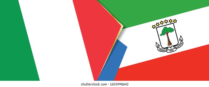 Italy and Equatorial Guinea flags, two vector flags symbol of relationship or confrontation.