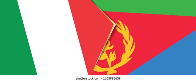 Italy and Eritrea flags, two vector flags symbol of relationship or confrontation.