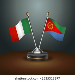 A tabela Itália e Eritreia sinaliza a relação com o plano de fundo gradiente. Ilustração de vetor