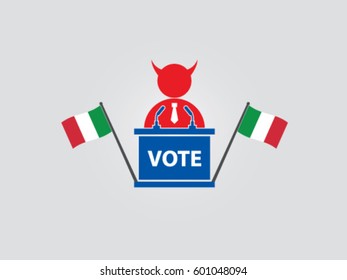 Italy Evil Politician Podium Vote