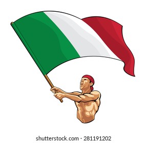 Italy Fan Waving Flag