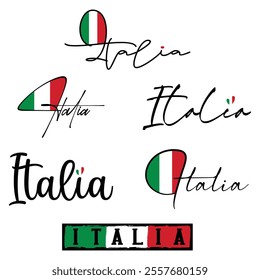 Italy festa della repubblica italiana heart flag typography 