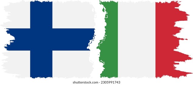 Italy and Finland grunge flags connection, vector