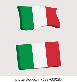 Italy Flag 3d shape vector illustration