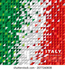 Italy flag. Abstract background of small triangles in the form of the colorful green, white and red stripes of the Italian flag. Vector illustration.