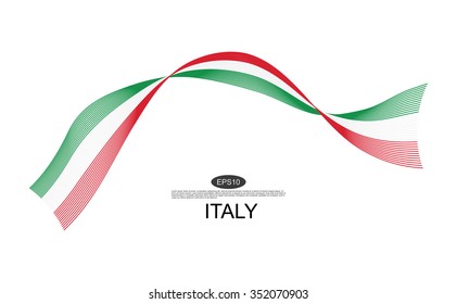 Italy flag. Abstract Italy ribbons isolated on white.