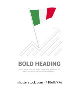 Italy Flag with analytics graph up, Bold heading and place for text template