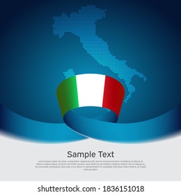 Fondo de la bandera italiana. Mapa de mosaicos, bandera de italia sobre fondo blanco azul. Afiche nacional. Diseño vectorial tricolor. Banner patriótico estatal italiano, volante de negocios, portada