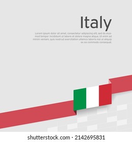 Italy flag background. Ribbon color flag of italy on a white background. National poster. Vector tricolor flat design. State italian patriotic flyer, cover